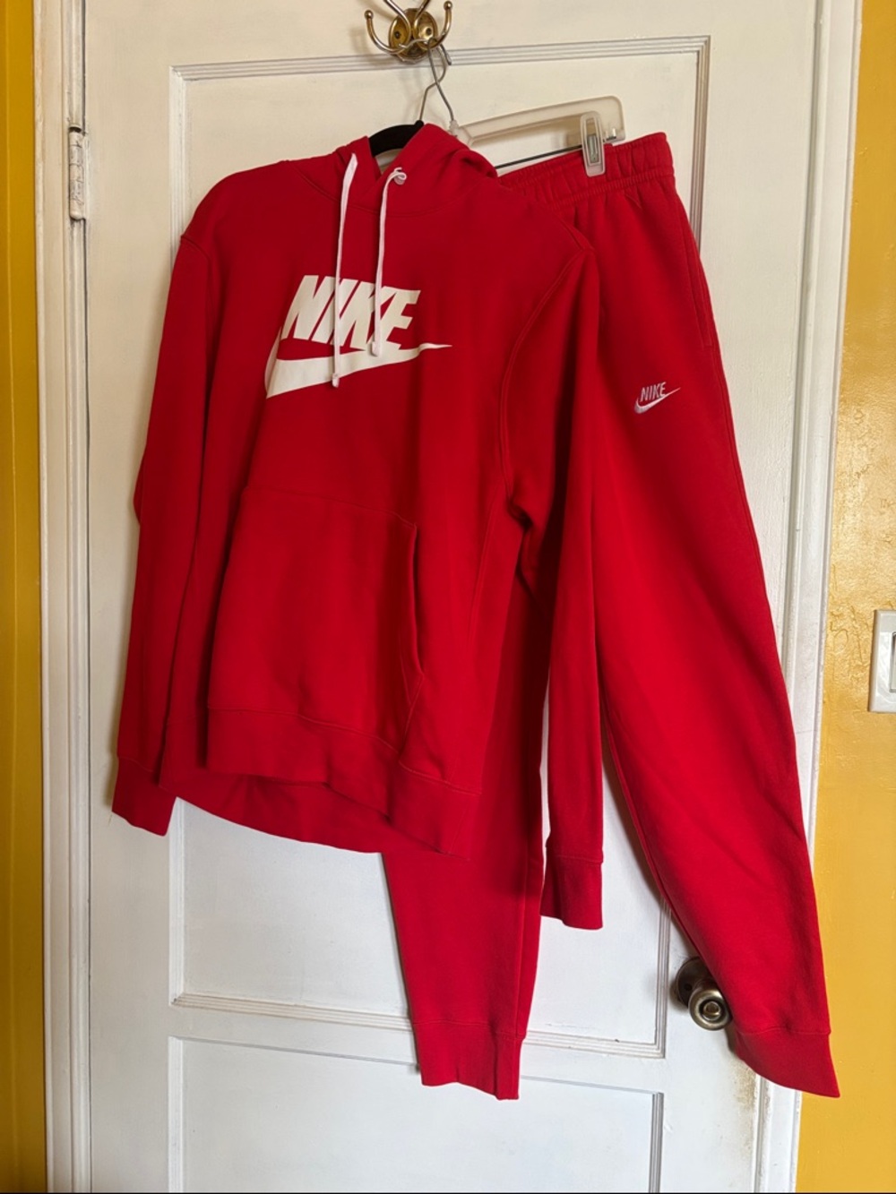 Nike Red Hoodie with White Swoosh Logo
